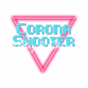 Retro-Design mit dem Text "Corona Shooter"
